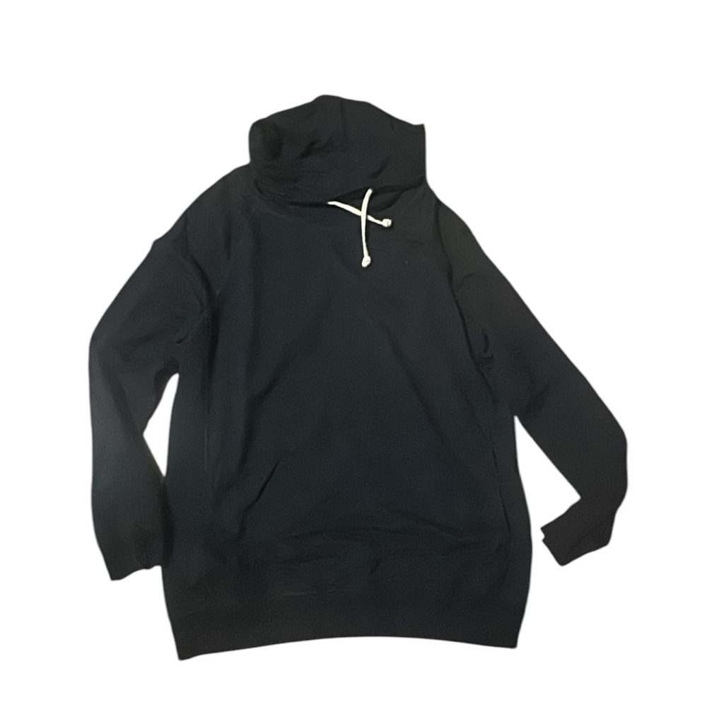 Champion Cowl Neck Sweatshirt Women's Sz Large Black Pockets Drawstring Pullover